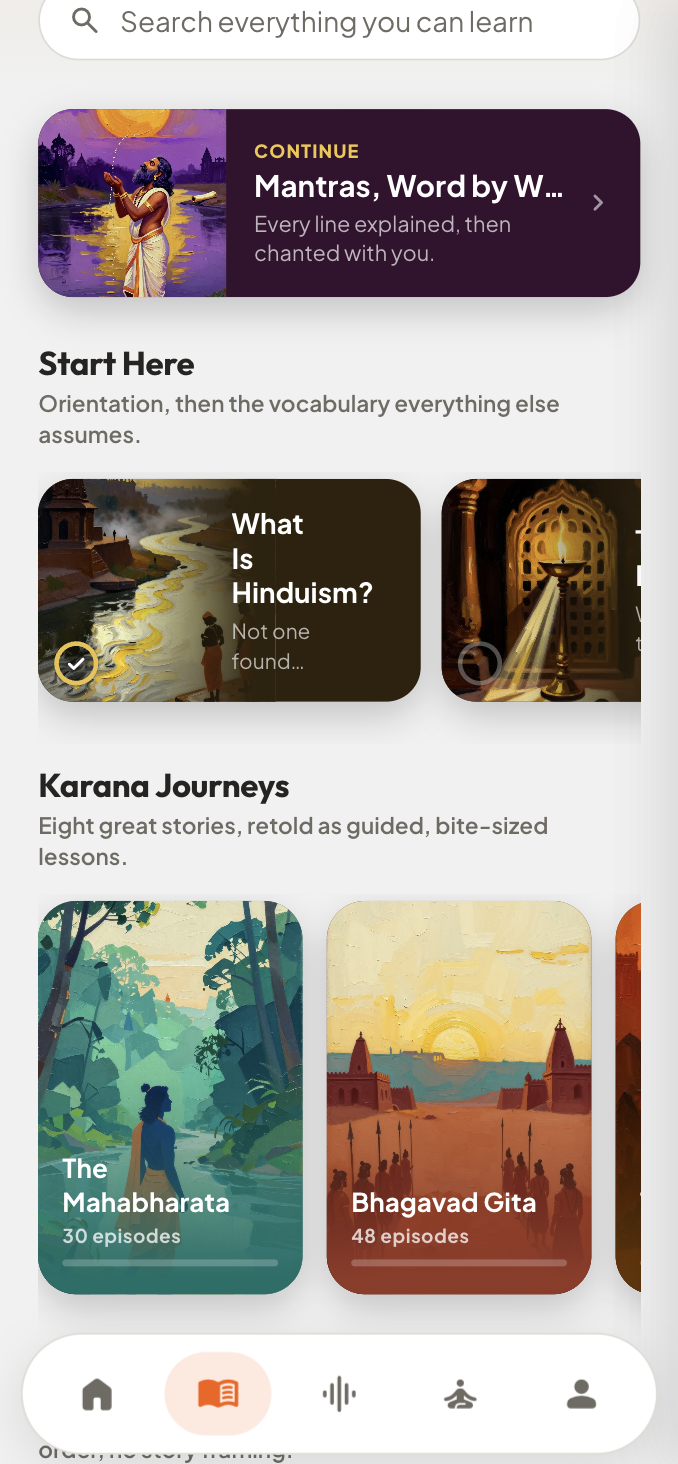Karana Journeys library screen